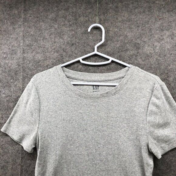 Gap Modern Tee Womens M Short Sleeve Gray Crewneck Ribbed T Shirt - Picture 3 of 7